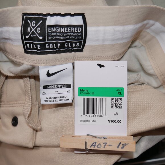 Nike Golf Club Pants Men's Tapered Golf Trousers Stretch Woven NGC Khaki/Tan NWT - Picture 13 of 13